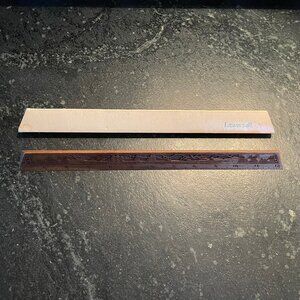 Vinatge Walnut Triangular Ruler Etched Global Seafaring Motif